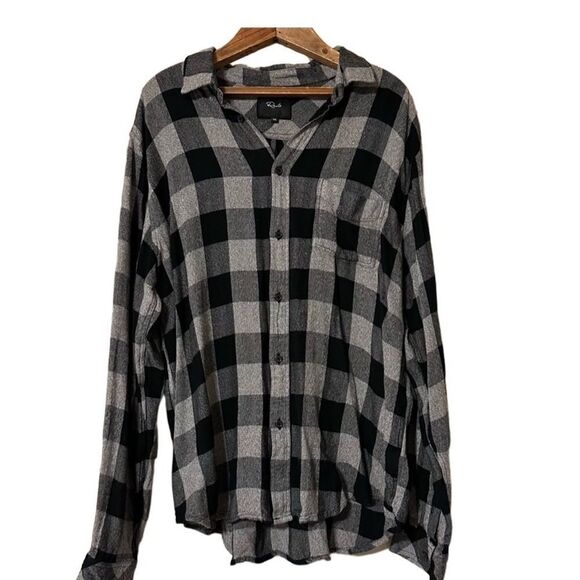 RAILS Lennox Brushed Black Charcoal Gray Buffalo Plaid Flannel Button Shirt XXL - Picture 1 of 9